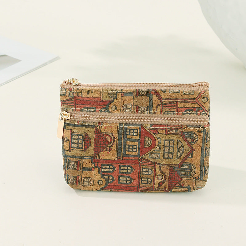 Retro Print Double-Layer Coin Purse Wallet