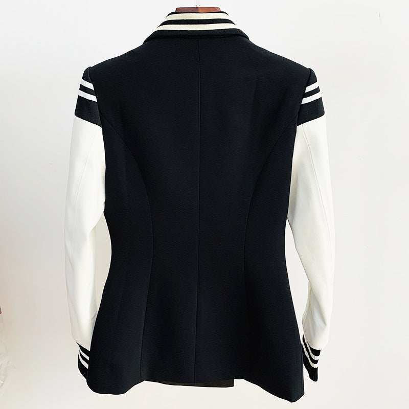 Two-Tone Blended Leather Suit Jacket