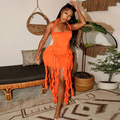 New Sexy Halter Neck Sleeveless Backless Bodycon Dress