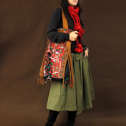 Original Ethnic Style Retro Tibetan Style Embroidery Women'S Bag Shoulder Bag Travel Bag Large Capacity Canvas Bag