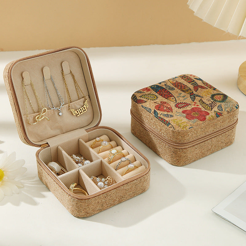 Soft Wood Print Zipper Jewelry Case