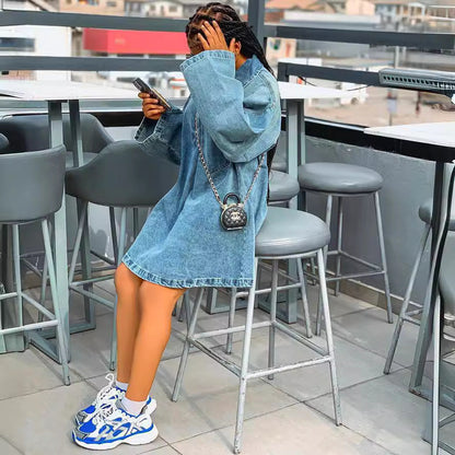 Trendy Casual Denim Dress With 3D Effect