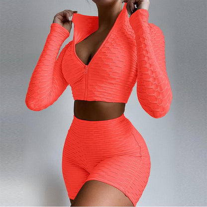 Women'S Yoga Clothes Fashion Solid Long-Sleeved Casual Sports Suit Women