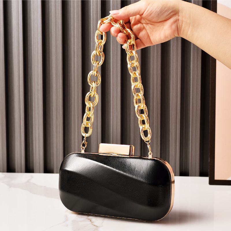 Metallic Evening Clutch Bag Silver Leather Party Bag