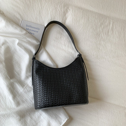 Trendy Woven Texture Bucket Tote Bag Large Capacity Casual Shoulder Bag