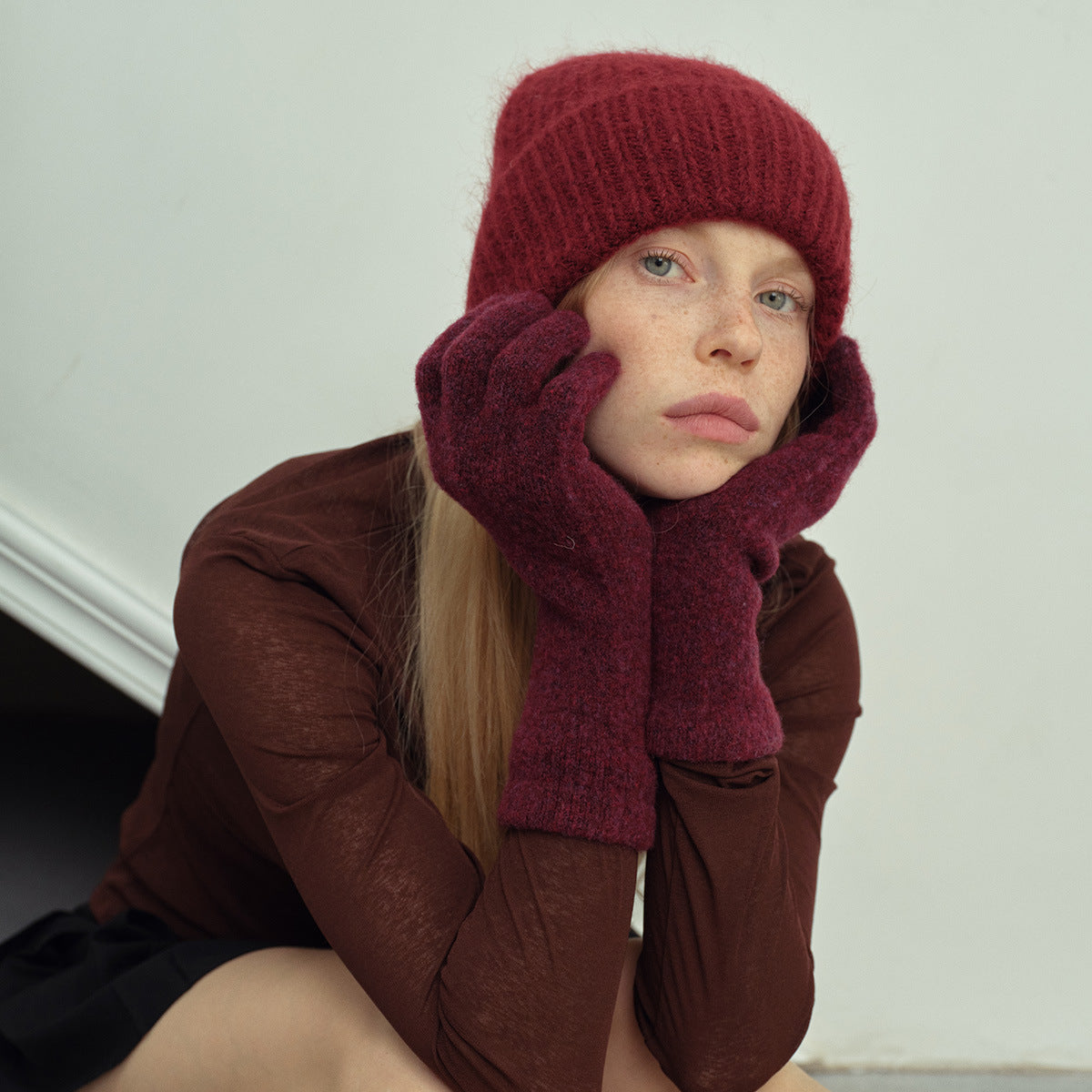 Knitted Fingerless Gloves Soft Warm Wool Blend for Women