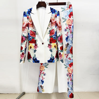 Fashionable Digital Print Suit Jacket Set