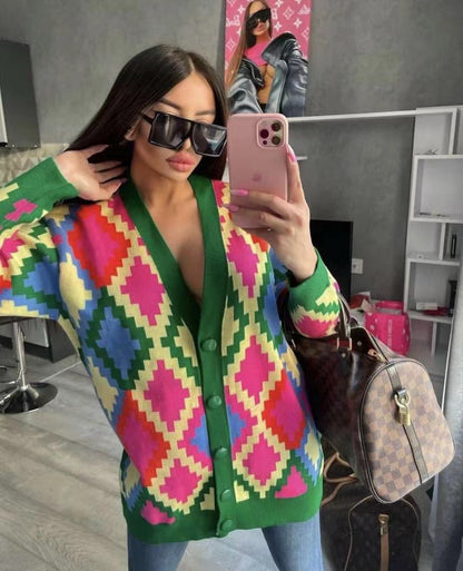 Autumn And Winter New Women'S Knitted Cardigan Loose Sweater Coat Sweater Cardigan