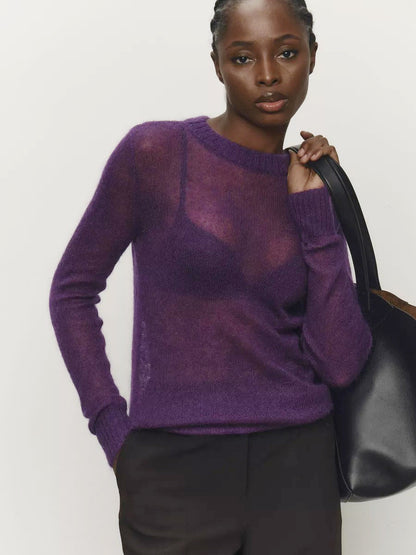 Comfortable Knit Sweater with Round Neck for Women