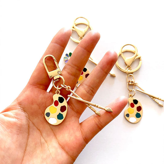 Artist Charm Alloy Paint Palette Keychain