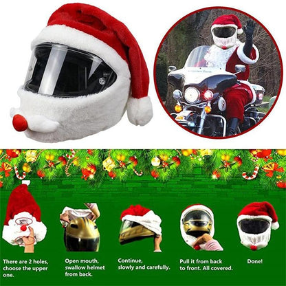 Motorcycle Helmet Christmas Hat Outdoor Crazy Funny Santa Claus Motorcycle Helmet Cover Christmas