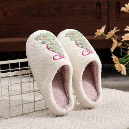 Bow Knot Christmas Tree Warm Indoor Slippers