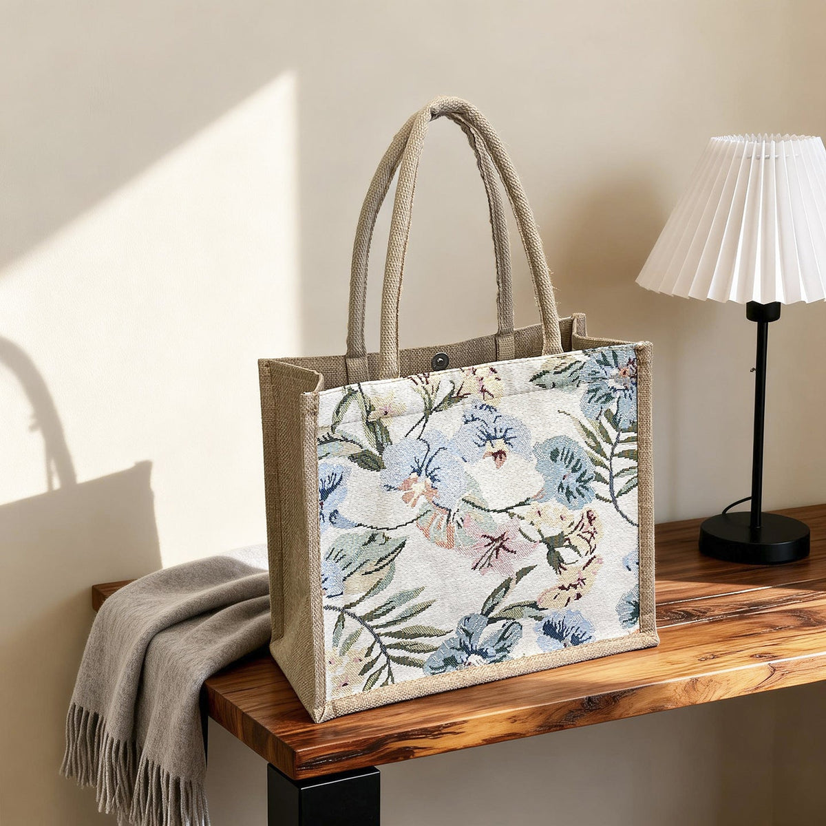 Knitted Canvas Shoulder Bag Retro Style Large Capacity