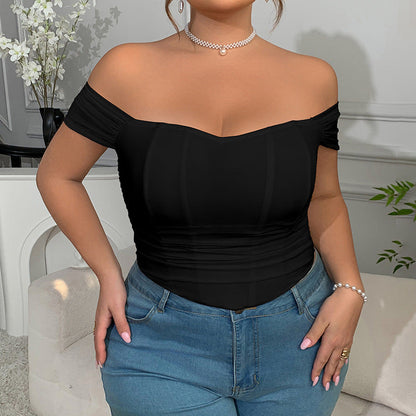 Fashionable Fishbone Wrap Top For Plus Size Women