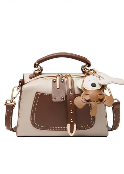 Two Tone Structured Mini PU Leather Satchel