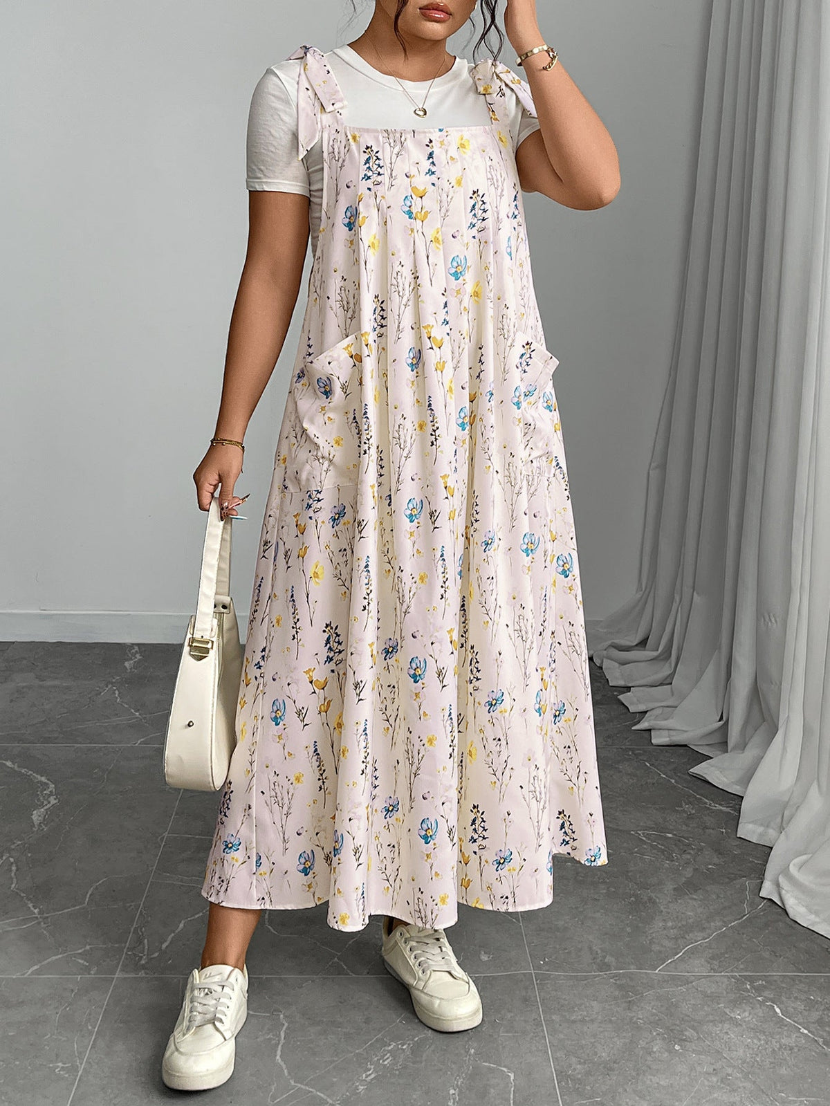 Chic Plus Size Solid Color Maxi Dress For Women