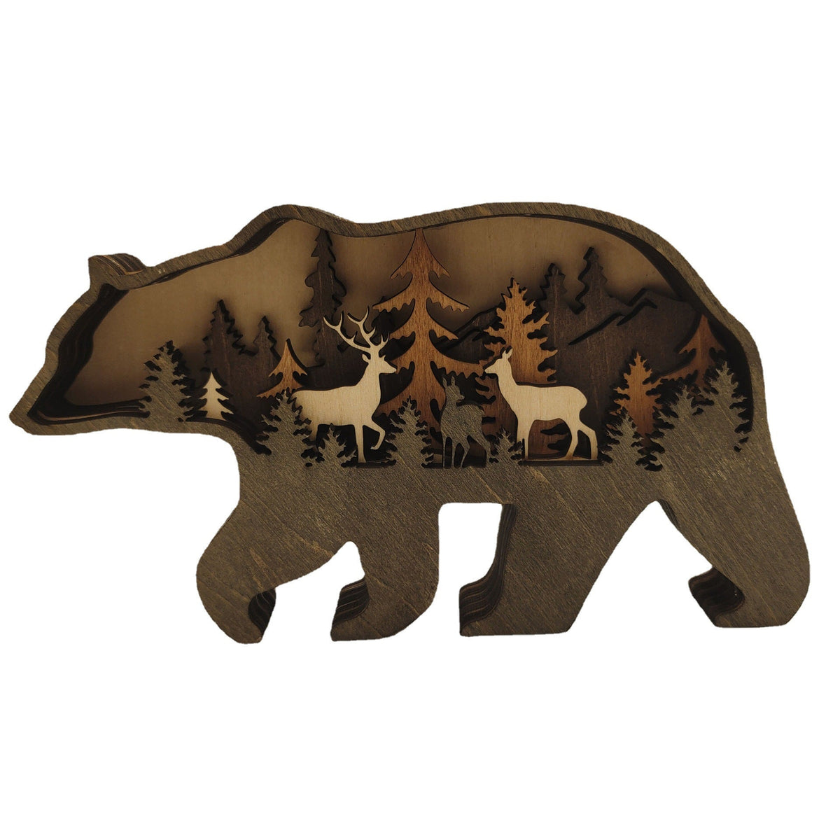 Christmas Wooden Crafts Creative North American Forest Animals Home Decoration Elk Brown Bear Ornaments