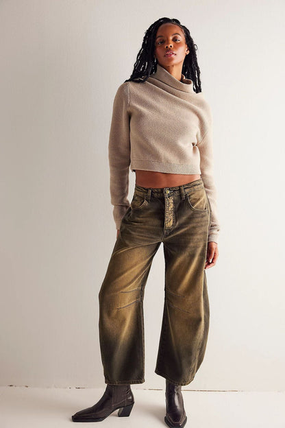 Casual Loose-Fit Mid-Rise Straight-Leg Women's Jeans