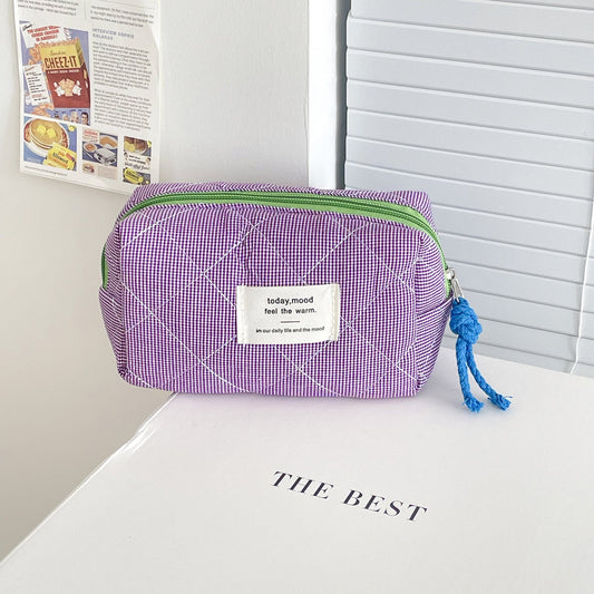 Trendy Color-Block Octagonal Bag Portable Cosmetic Pouch