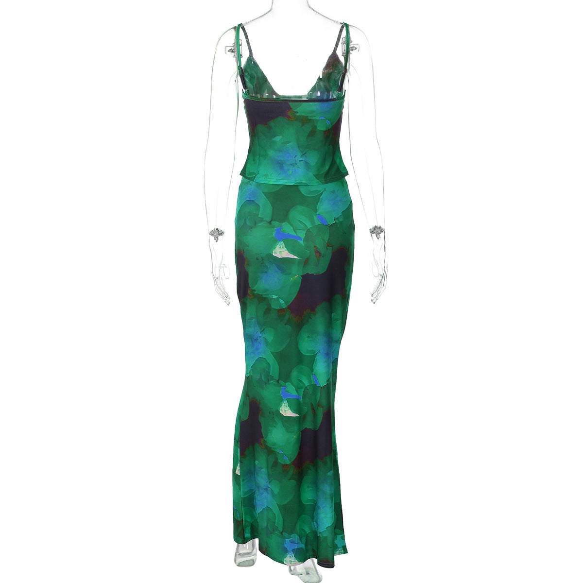 Trendy Floral V-Neck Sleeveless Top & Bodycon Skirt Set