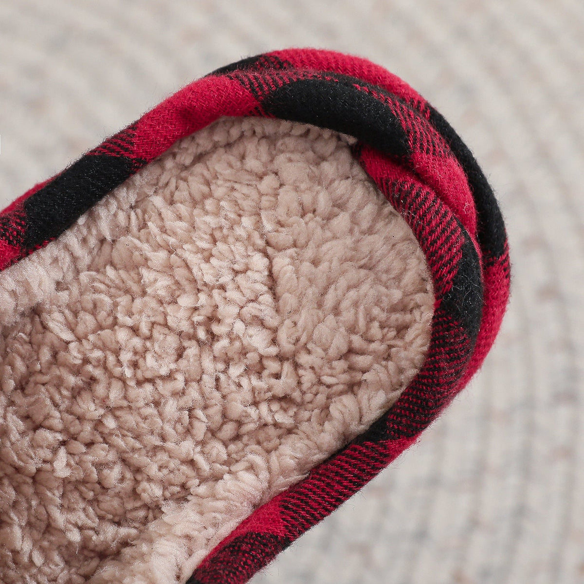 Winter Letter Embroidery Plaid Warm Indoor Slippers