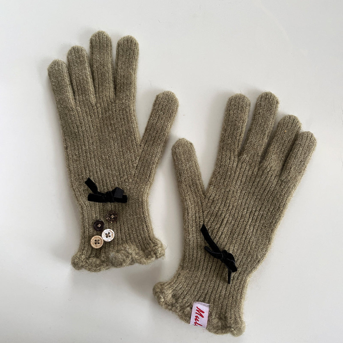 Bow Knot Wool Touchscreen Winter Gloves