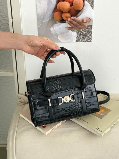 Retro Croc-Embossed Shoulder Bag Stylish Casual Tote