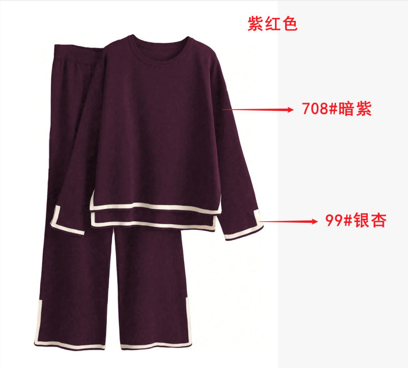 Casual Knit Sweater and Pants Set for Women