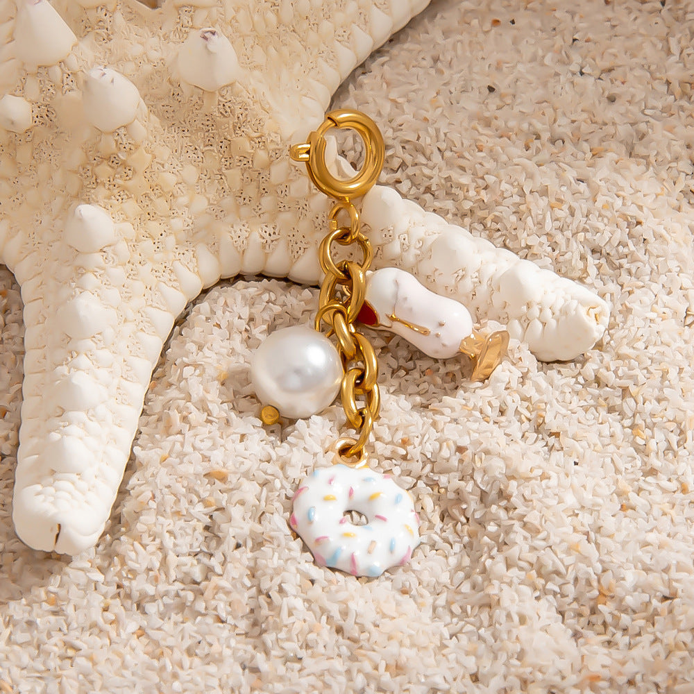 DIY Stainless Steel Coffee Cup Doughnut Charm Keychain