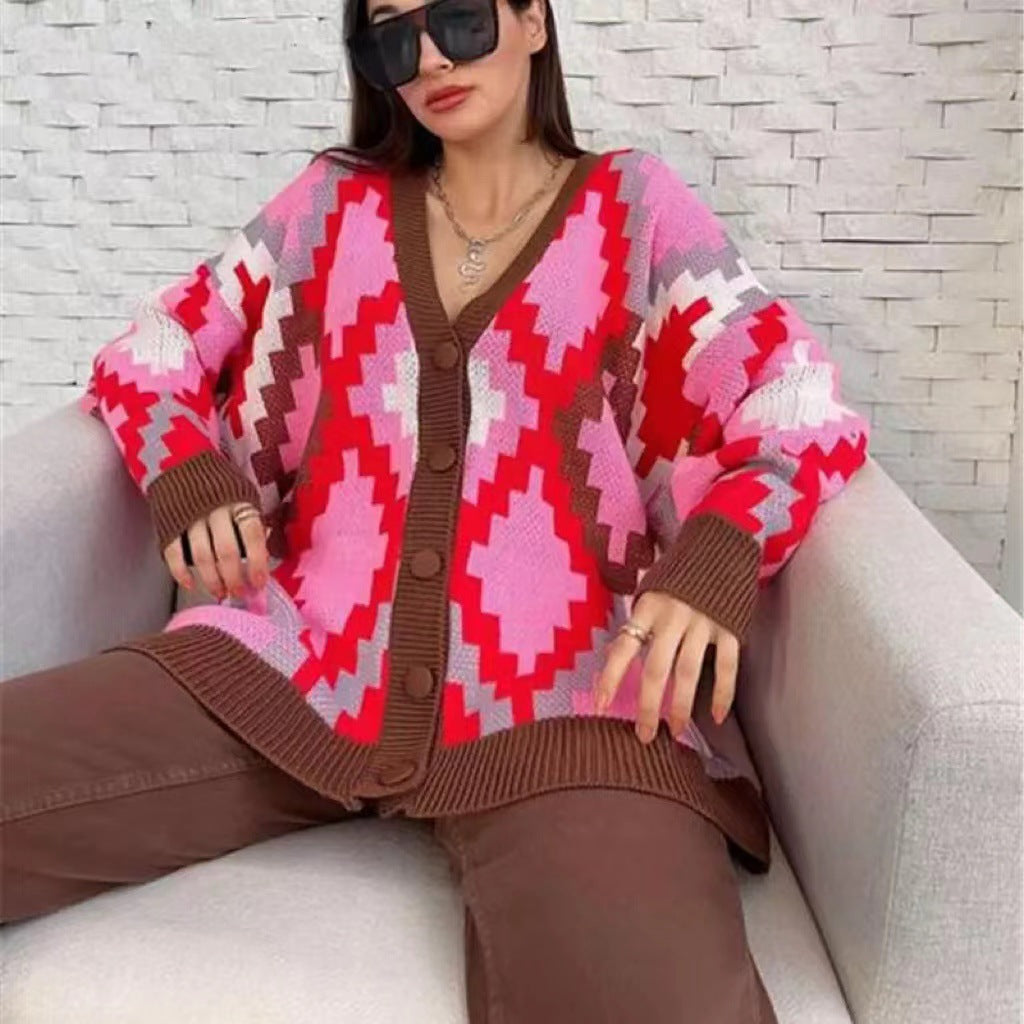 Autumn And Winter New Women'S Knitted Cardigan Loose Sweater Coat Sweater Cardigan