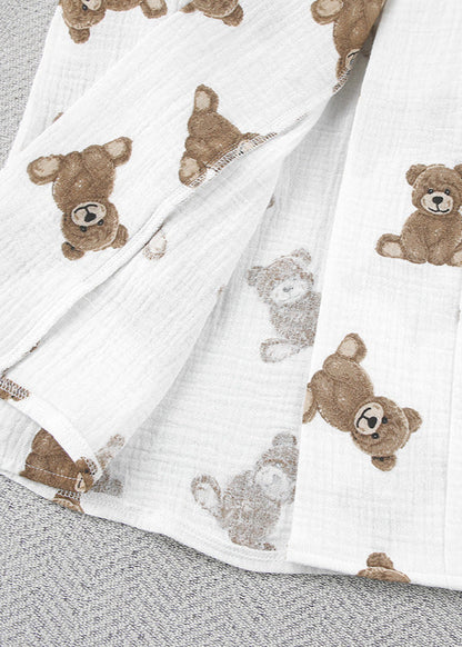Two Piece Lounge Set Soft Gauze Fabric White