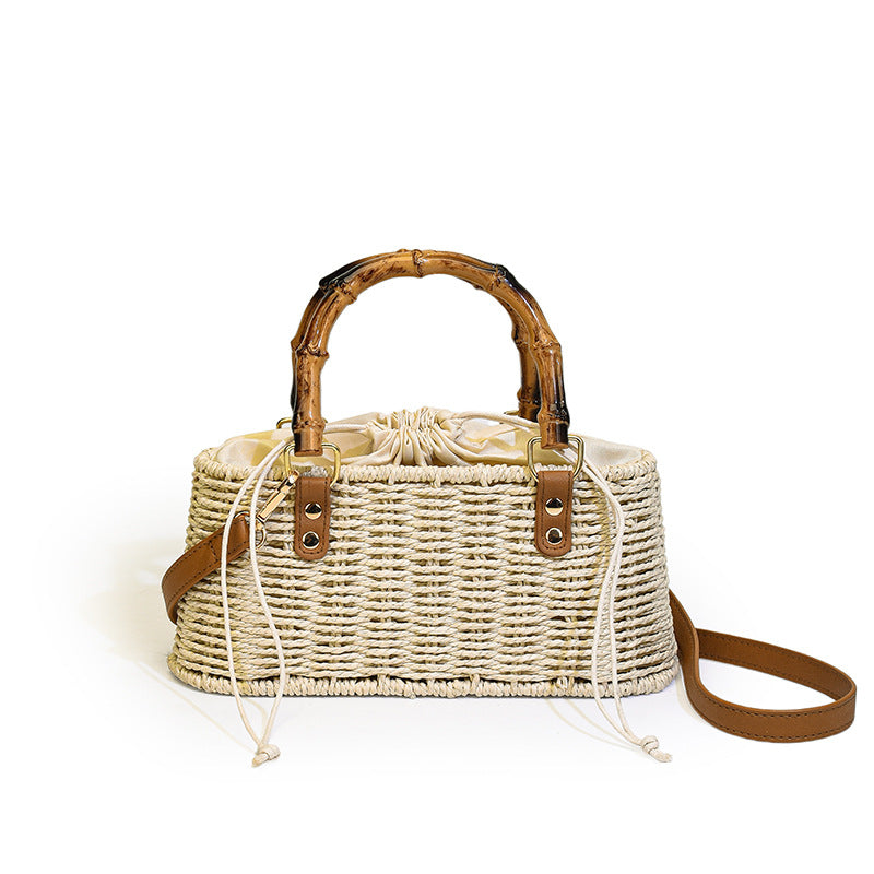 Handcrafted Bamboo Tote Bag Stylish Woven Beach Handbag