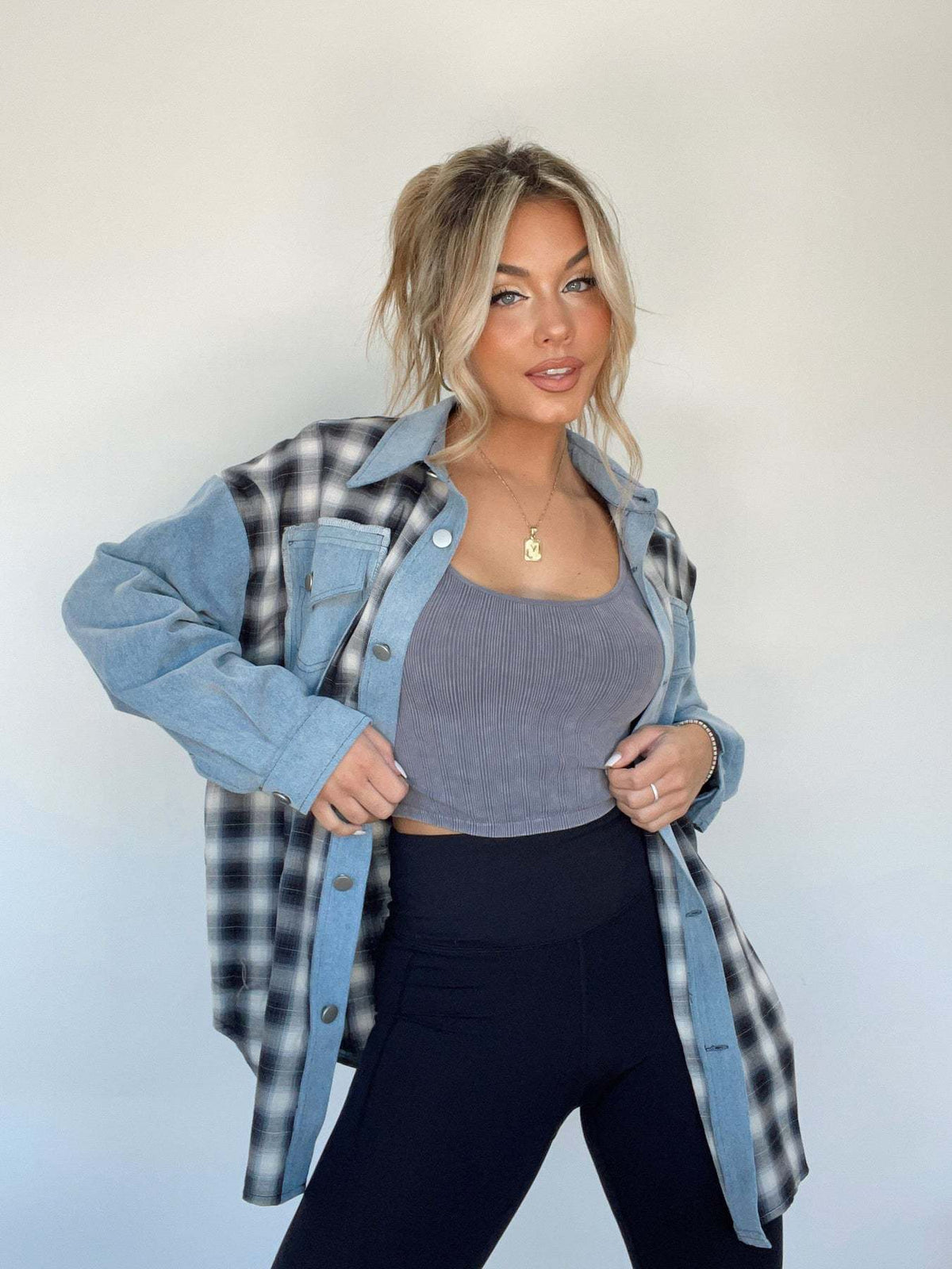 Plaid Bamboo Oversized Jacket for Women