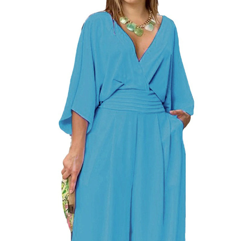 Casual Elegant V-Neck Loose Jumpsuit for Women