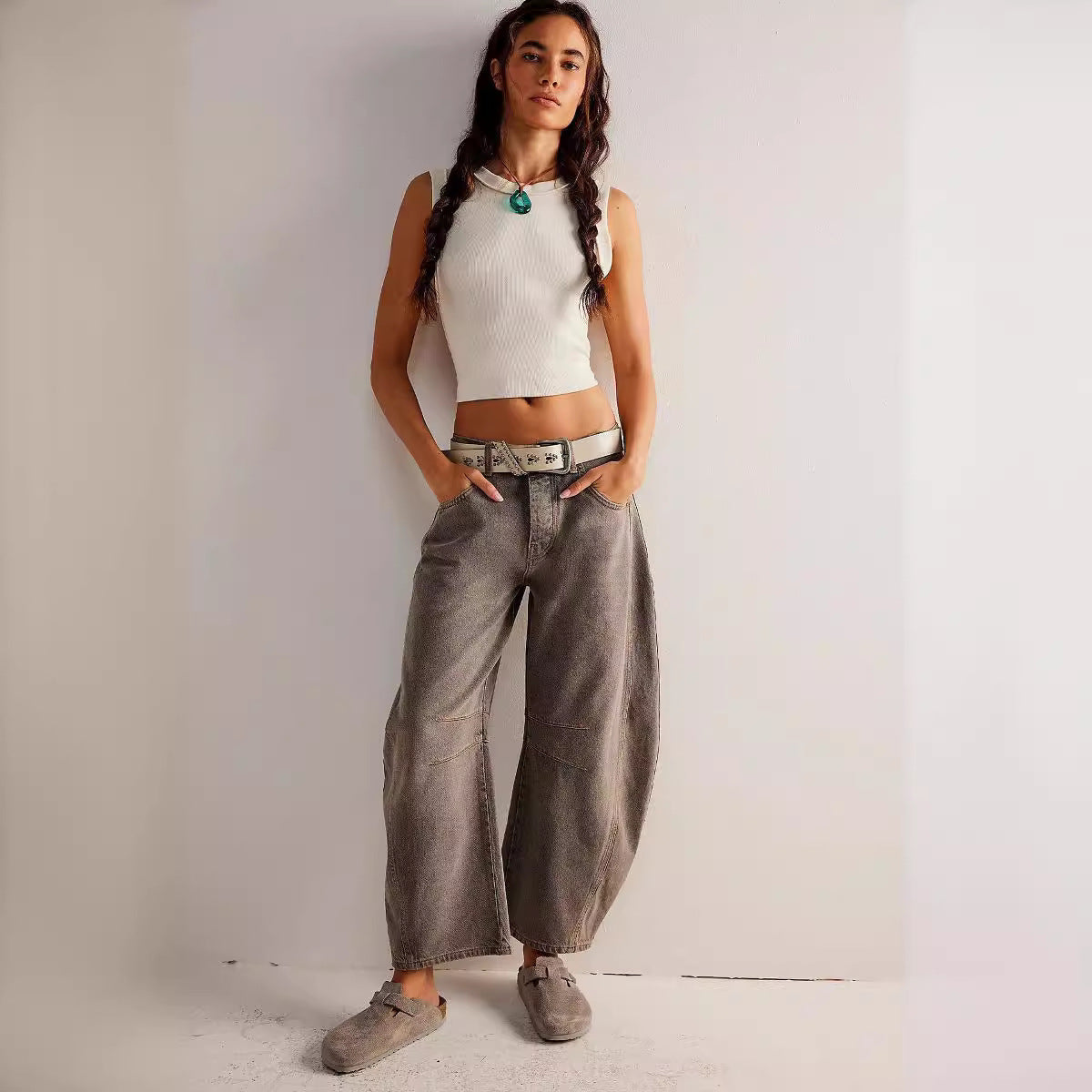 Casual Loose-Fit Mid-Rise Straight-Leg Women's Jeans