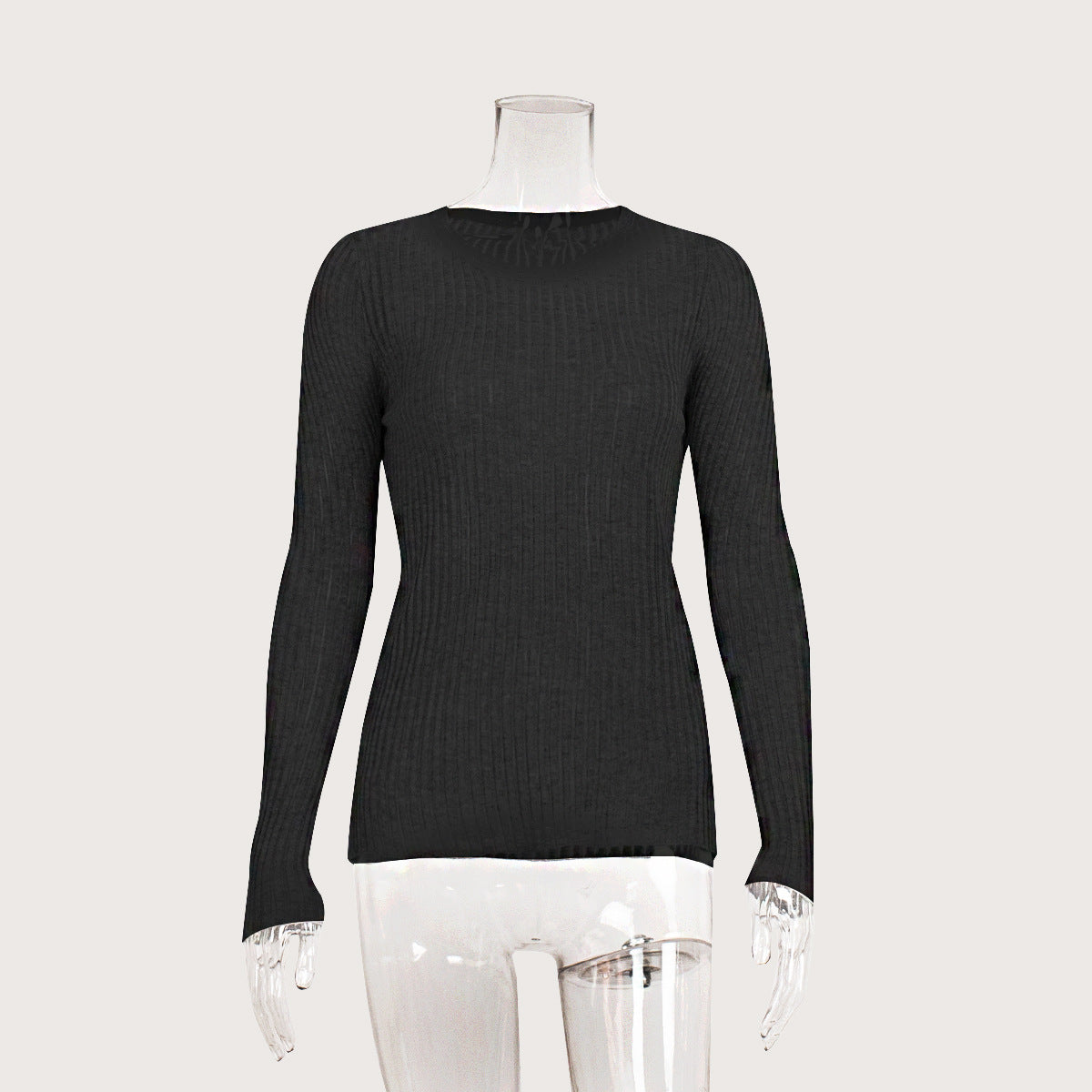 Sexy Slim-Fit Knitted Sweater with Round Neck