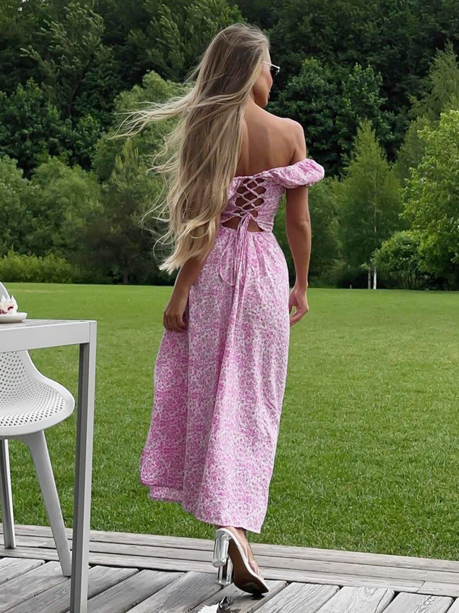 Off-Shoulder Floral Maxi Dress Sexy Bodycon Beach Style