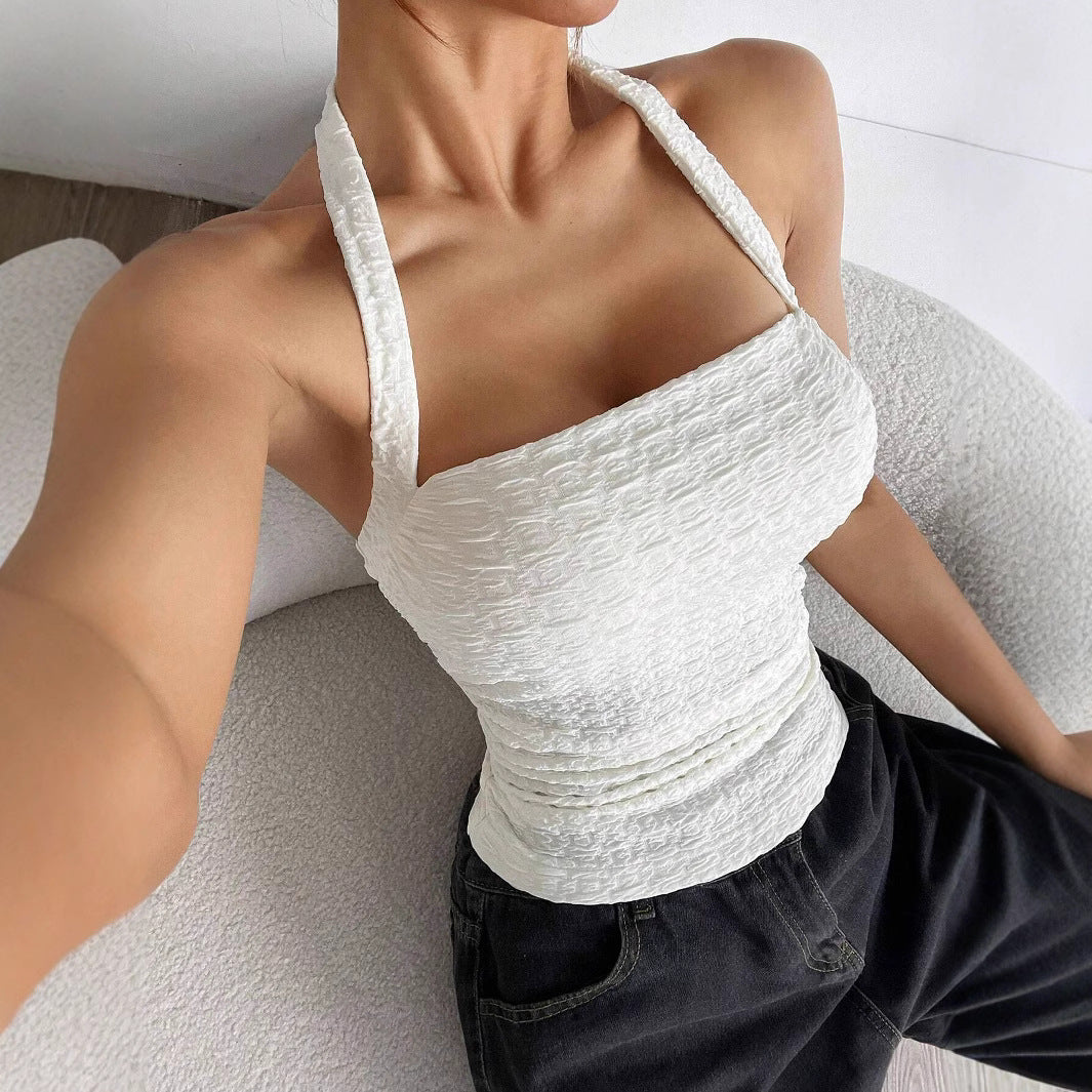 Sleeveless Backless Slim Halter Top