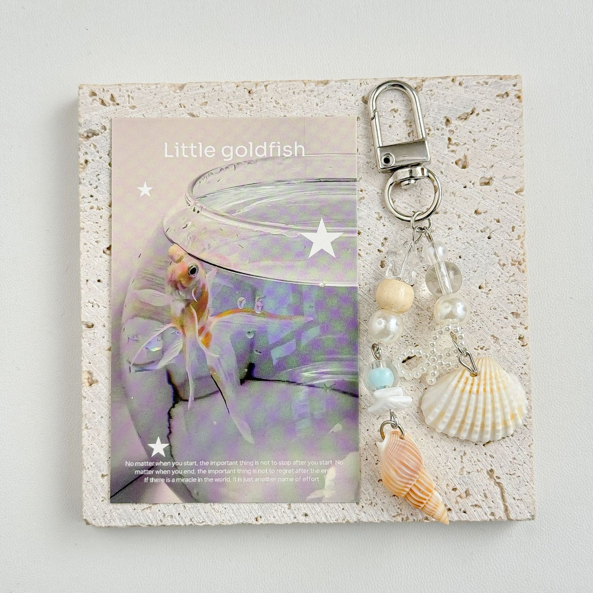 Elegant Pearl Seashell Beaded Keychain Phone Charm