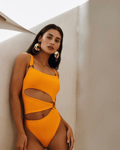 Sexy Hollow Out Solid Color One Piece Swimwear