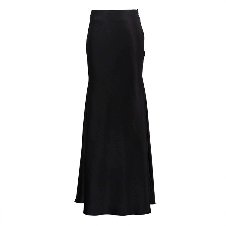 Elegant High-Waisted Satin Bodycon Midi Skirt