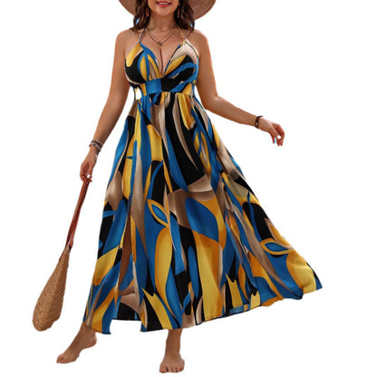 Beach Chic Floral Print Maxi Dress With Side Slit