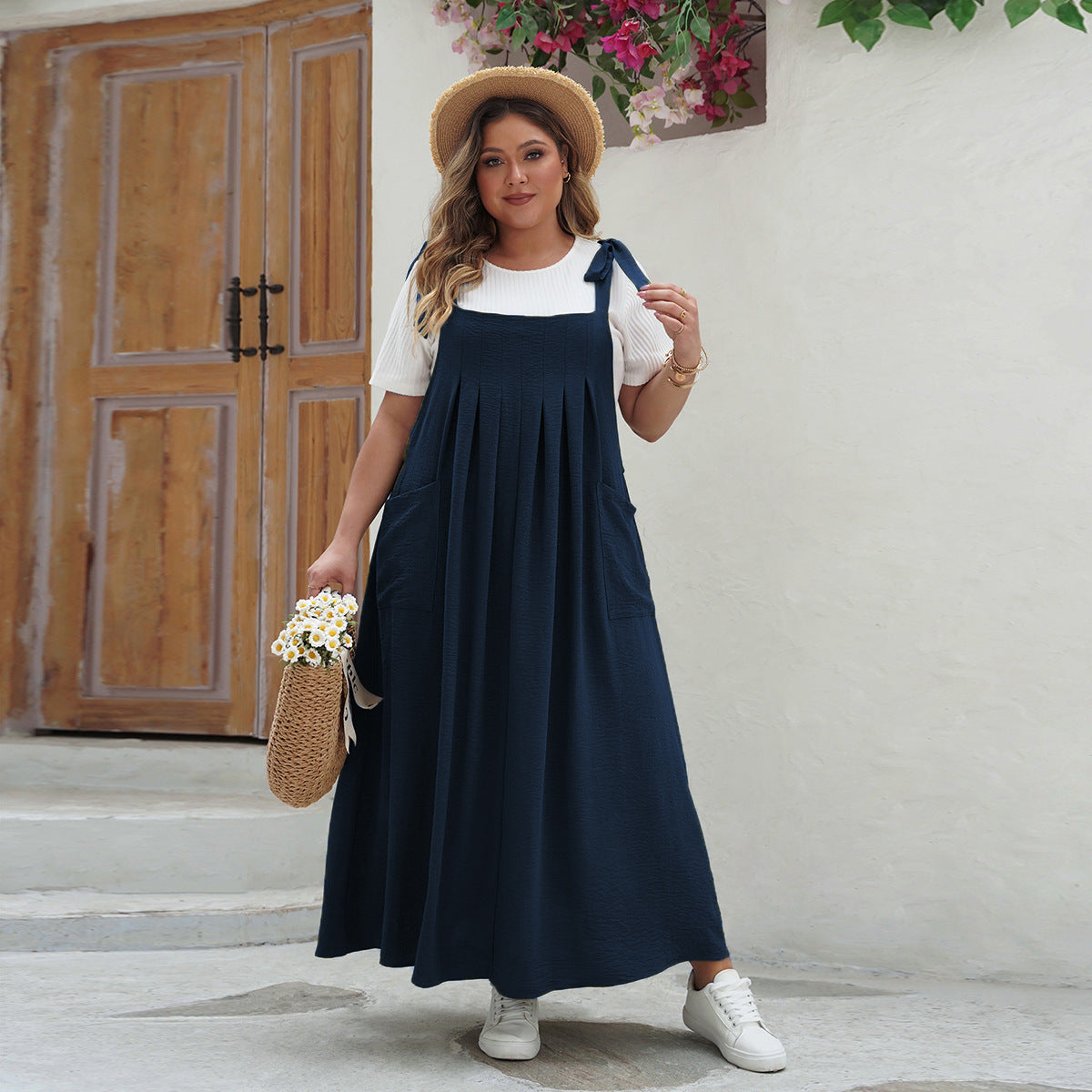 Chic Plus Size Solid Color Maxi Dress For Women