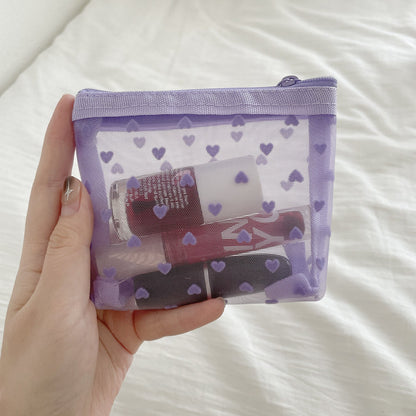 Heart-Shaped Velvet Cosmetic Bag Multifunctional Portable Organizer