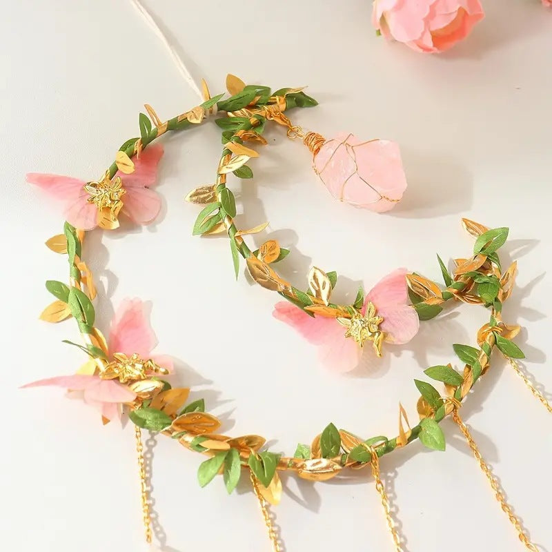 Leaves Butterfly Moon Crystal Suncatcher