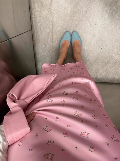 Floral Print High-Waisted Midi Skirt Elegant A-Line Style