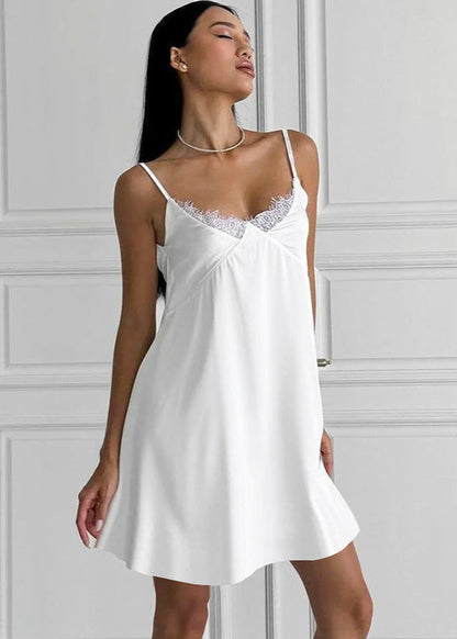 Lace Trim Slip Dress Lightweight Silky Fabric