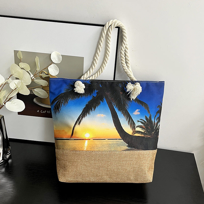 Spacious Beach Tote Bag Fashionable Travel Shoulder Bag