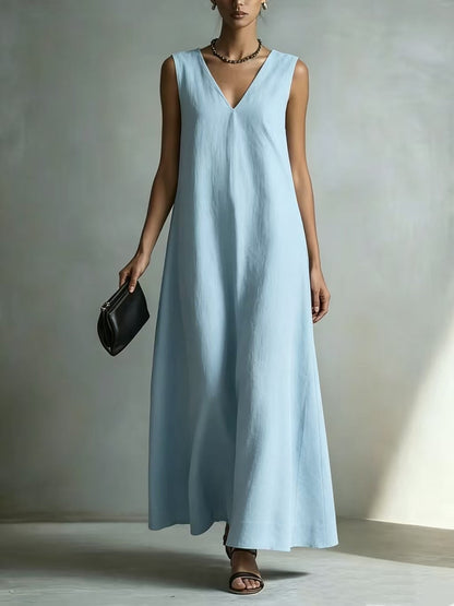 Oversized Sleeveless Linen Maxi Dress