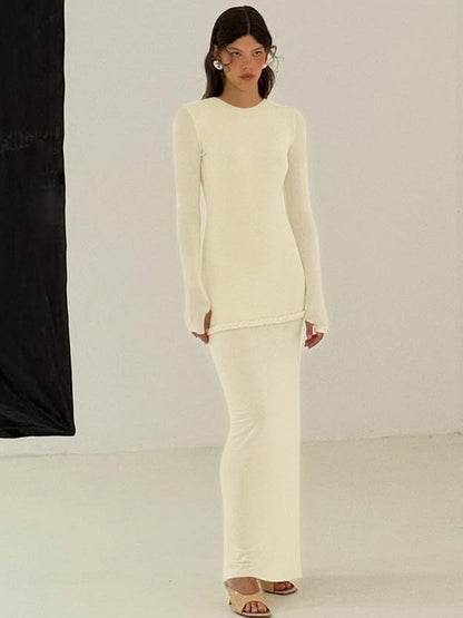 Elegant Red Long Sleeve Bodycon Dress with Twist Detail